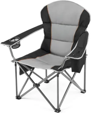 OLIXIS Heavy Duty Camping Chairs 450lbs Capacity Portable Folding Chair with Cup Holder and Cooler Bag,Sturdy Steel Frame Outdoor Chair for Backyard,Beach,Fishing