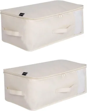 Organizing Bag for Storing Clothes and Quilts, Wardrobe Storage Basket, 2 Foldable Storage Boxes (Small : 66cm)