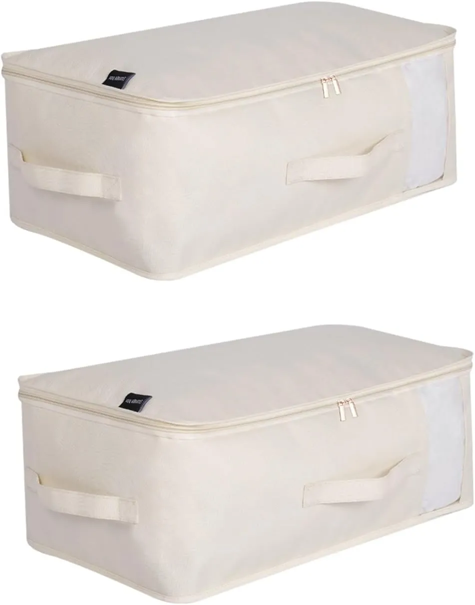 Organizing Bag for Storing Clothes and Quilts, Wardrobe Storage Basket, 2 Foldable Storage Boxes (Small : 66cm)
