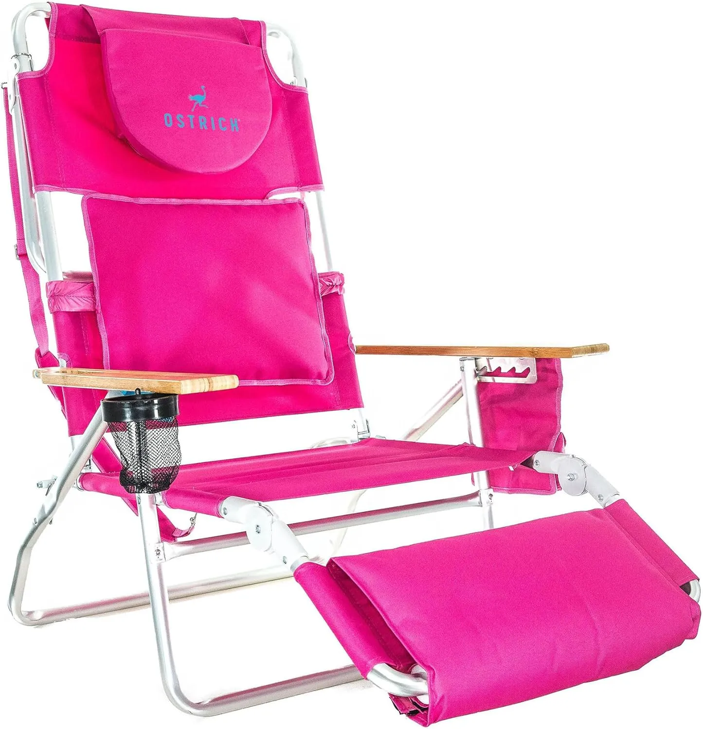 Ostrich Deluxe Padded 3-N-1 Outdoor Lounge Reclining Beach Lake Chair, Pink (3 Pack)