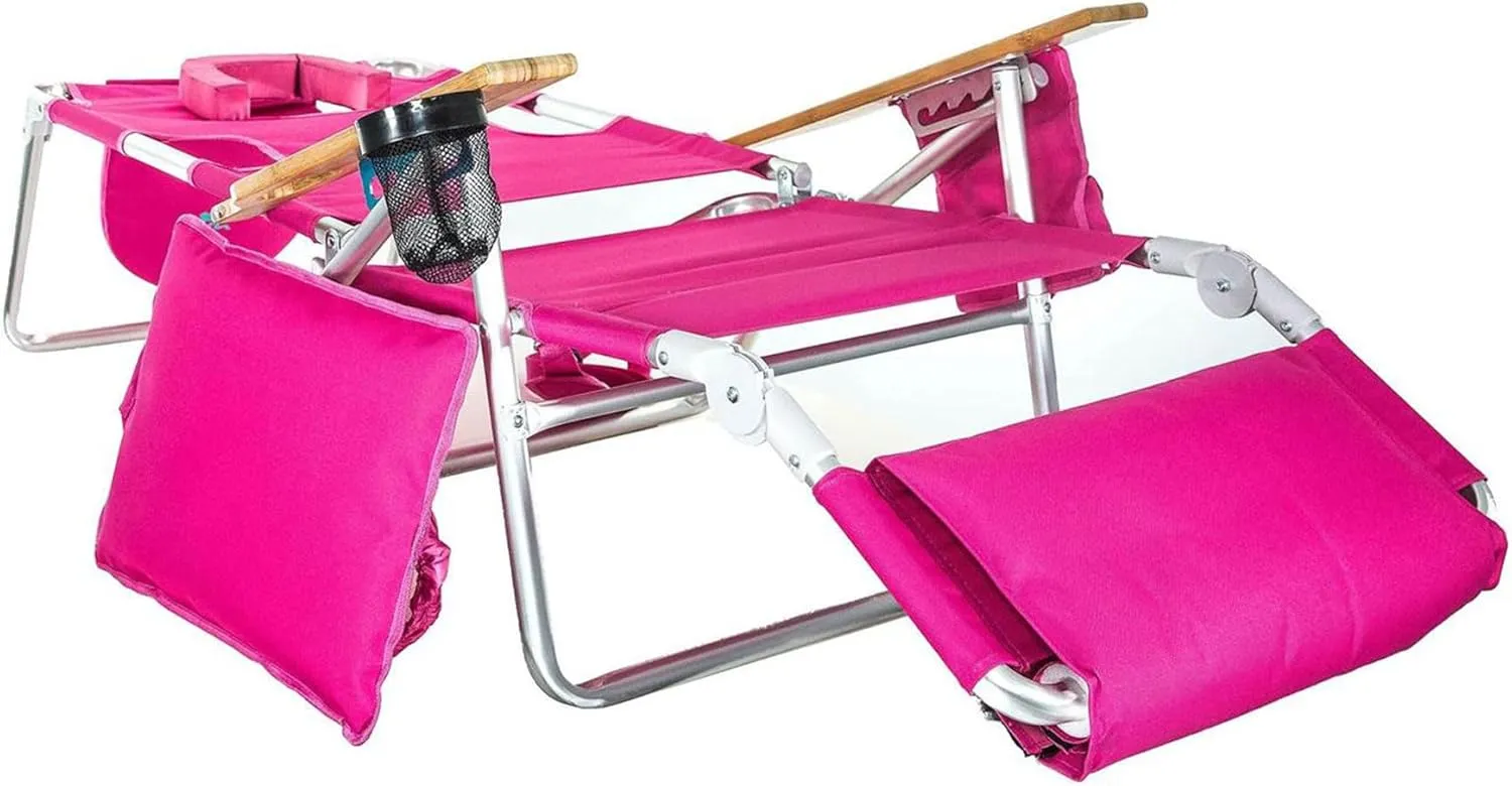Ostrich Deluxe Padded 3-N-1 Outdoor Lounge Reclining Beach Lake Chair, Pink (3 Pack)