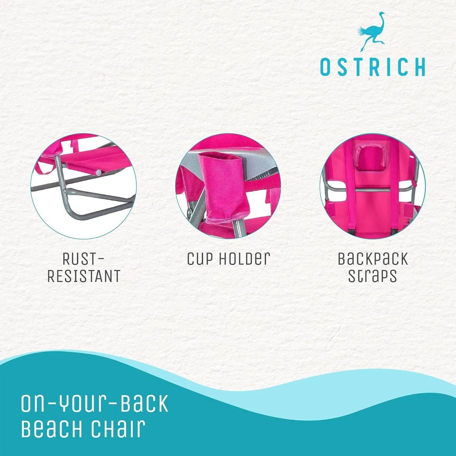 Ostrich On Your Back Chair For Lounge, Adjustable, Alloy Steel, Pink
