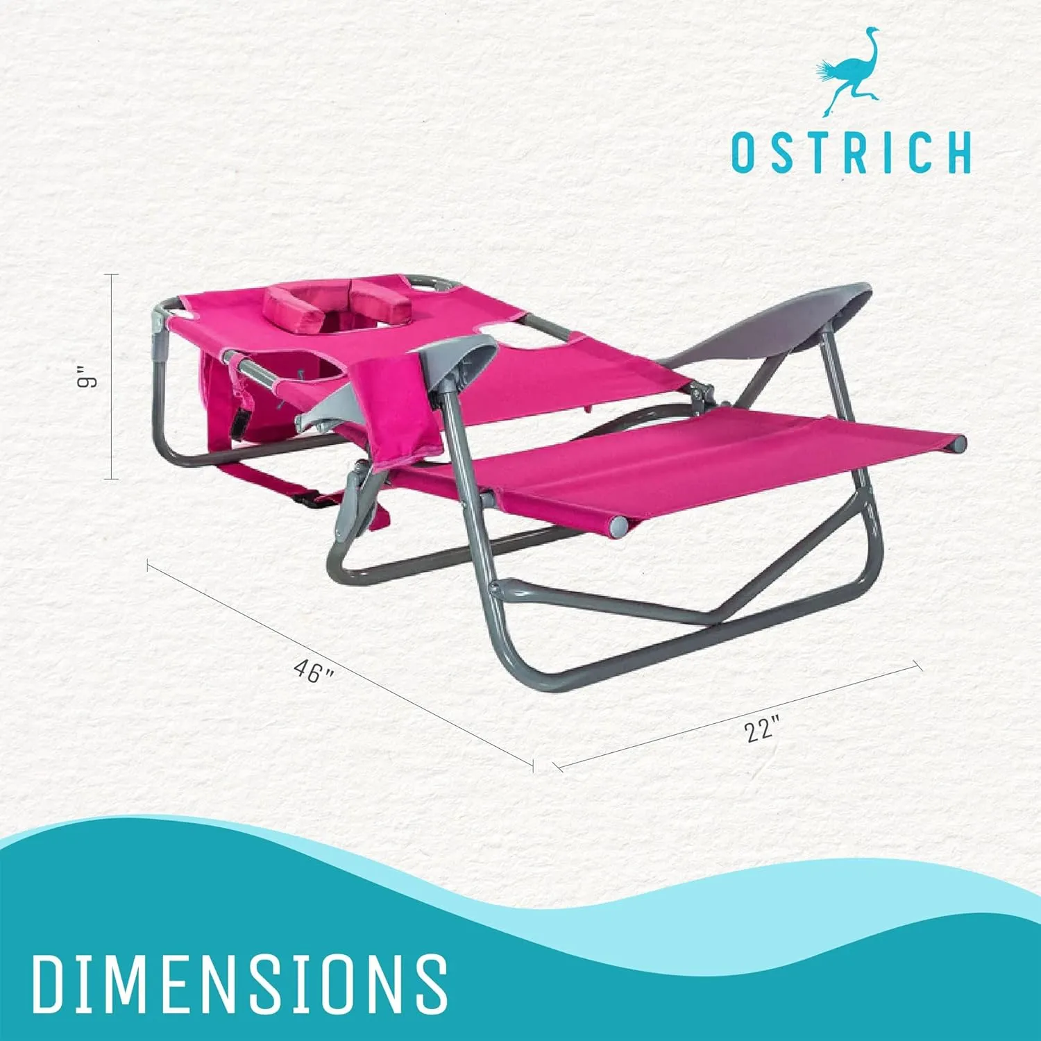 Ostrich On Your Back Chair For Lounge, Adjustable, Alloy Steel, Pink