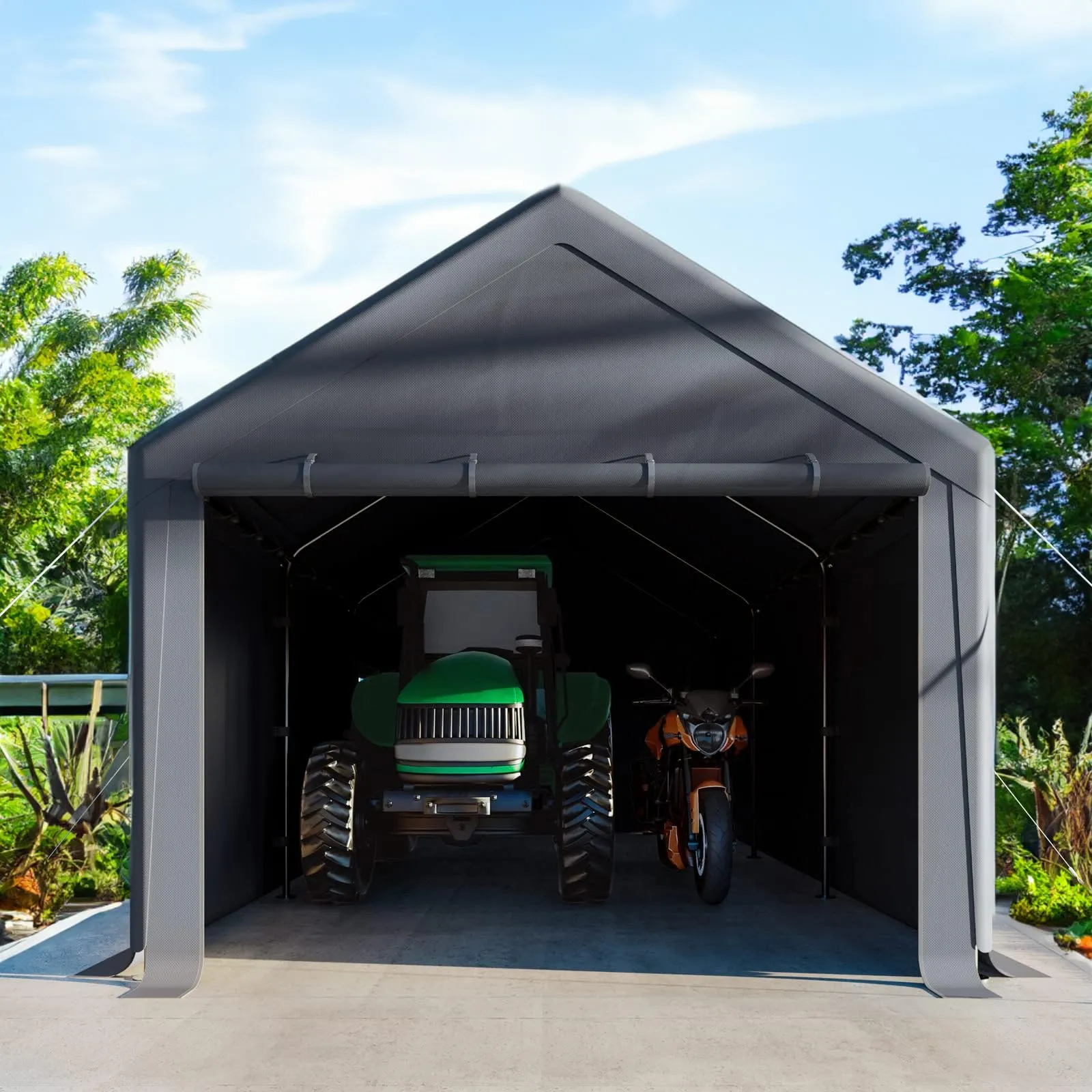 Outdoor Carport 10x20ft Heavy Duty Canopy Storage Shed,Portable Garage Party Tent,Portable Garage with Removable Sidewalls & Doors All-Season Tarp