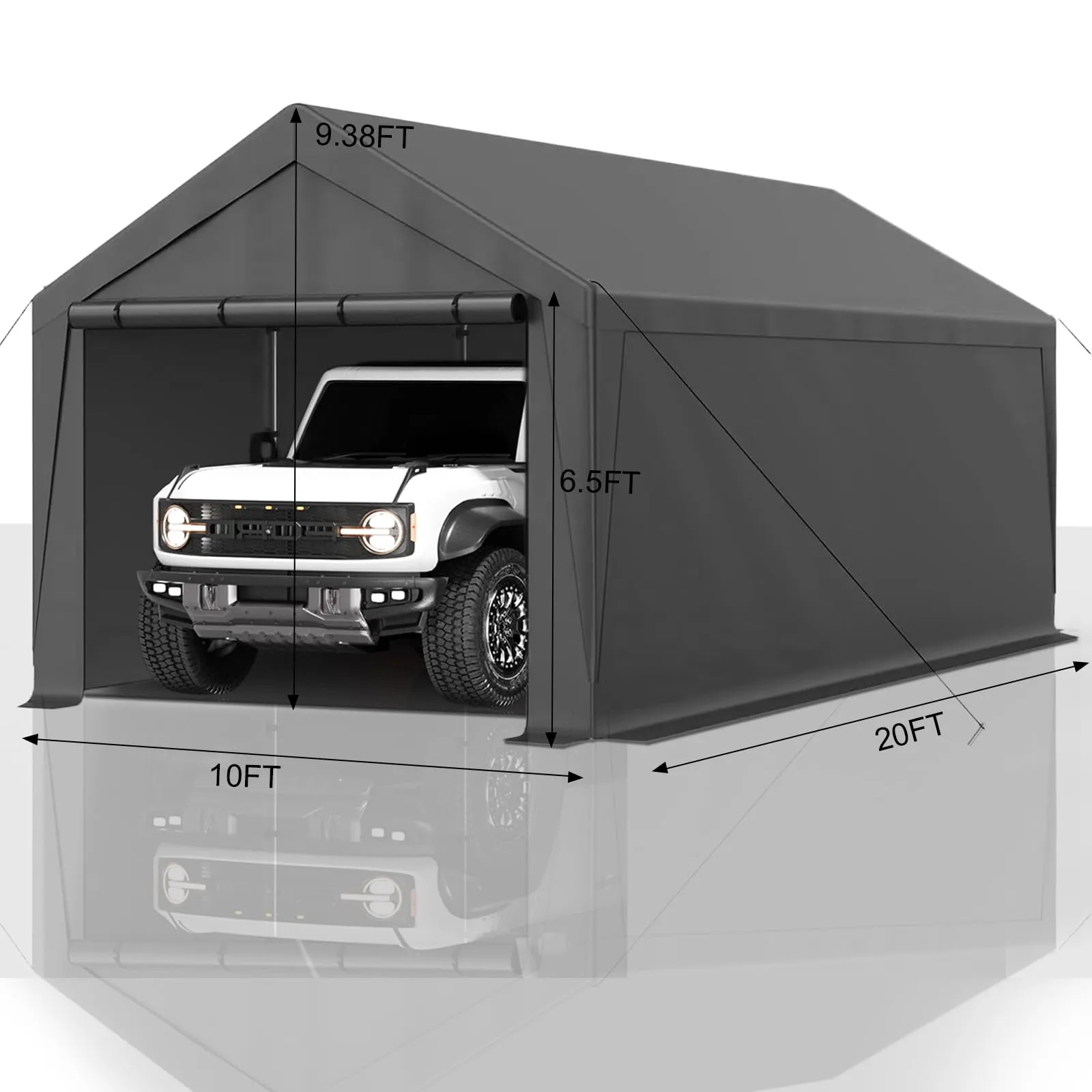 Outdoor Carport 10x20ft Heavy Duty Canopy Storage Shed,Portable Garage Party Tent,Portable Garage with Removable Sidewalls & Doors All-Season Tarp