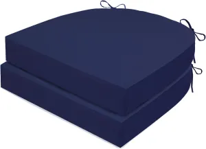 Outdoor Chair Cushions Set of 2, Waterproof Memory Foam Patio Seat Cushions with Ties for Garden Sofa & Dining Furniture, 3-Year Color Fastness, 18x18x3 Inch, Blue