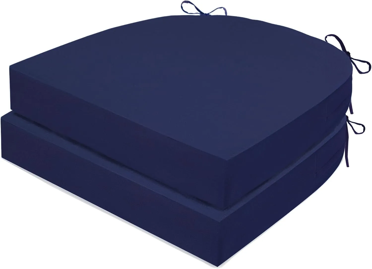 Outdoor Chair Cushions Set of 2, Waterproof Memory Foam Patio Seat Cushions with Ties for Garden Sofa & Dining Furniture, 3-Year Color Fastness, 18x18x3 Inch, Blue