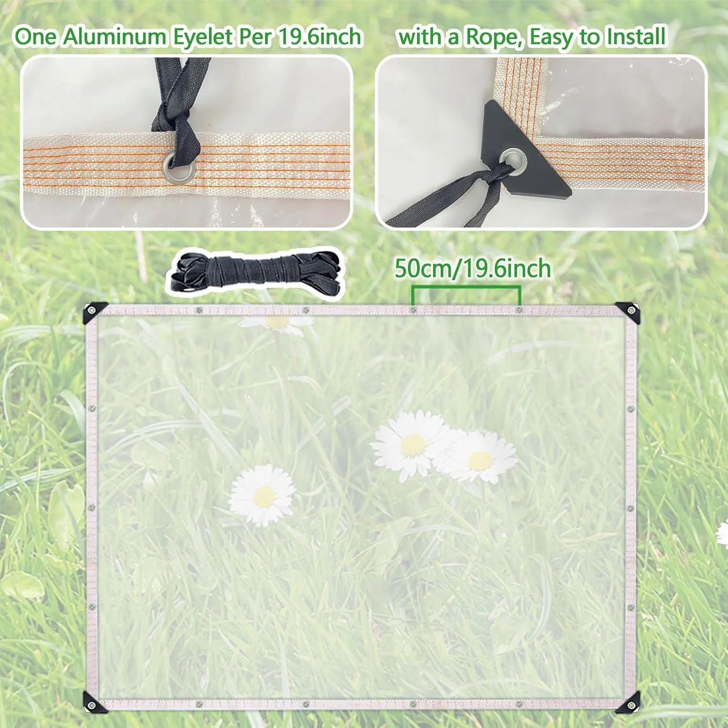 Outdoor Clear Tarps 9'9"x9'9" 6mil Thickened Vinyl Tarp Heavy Duty Waterproof Windproof, Outdoor Anti-Tear Tarpaulins Cover for Greenhouse Garden Plant Patio Pavilion Camping Cars
