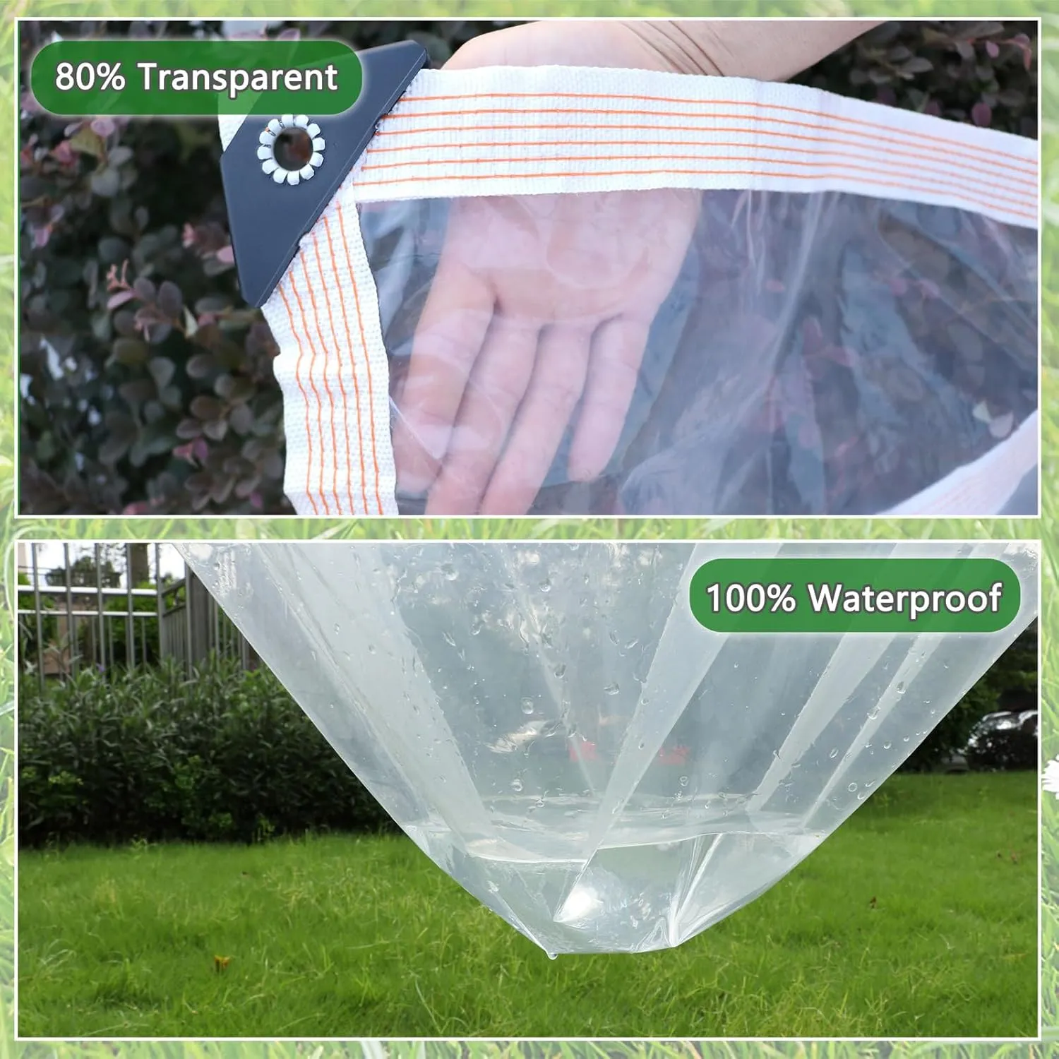 Outdoor Clear Tarps 9'9"x9'9" 6mil Thickened Vinyl Tarp Heavy Duty Waterproof Windproof, Outdoor Anti-Tear Tarpaulins Cover for Greenhouse Garden Plant Patio Pavilion Camping Cars