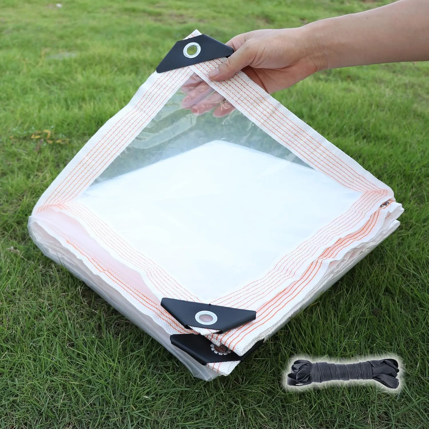 Outdoor Clear Tarps 9'9"x9'9" 6mil Thickened Vinyl Tarp Heavy Duty Waterproof Windproof, Outdoor Anti-Tear Tarpaulins Cover for Greenhouse Garden Plant Patio Pavilion Camping Cars