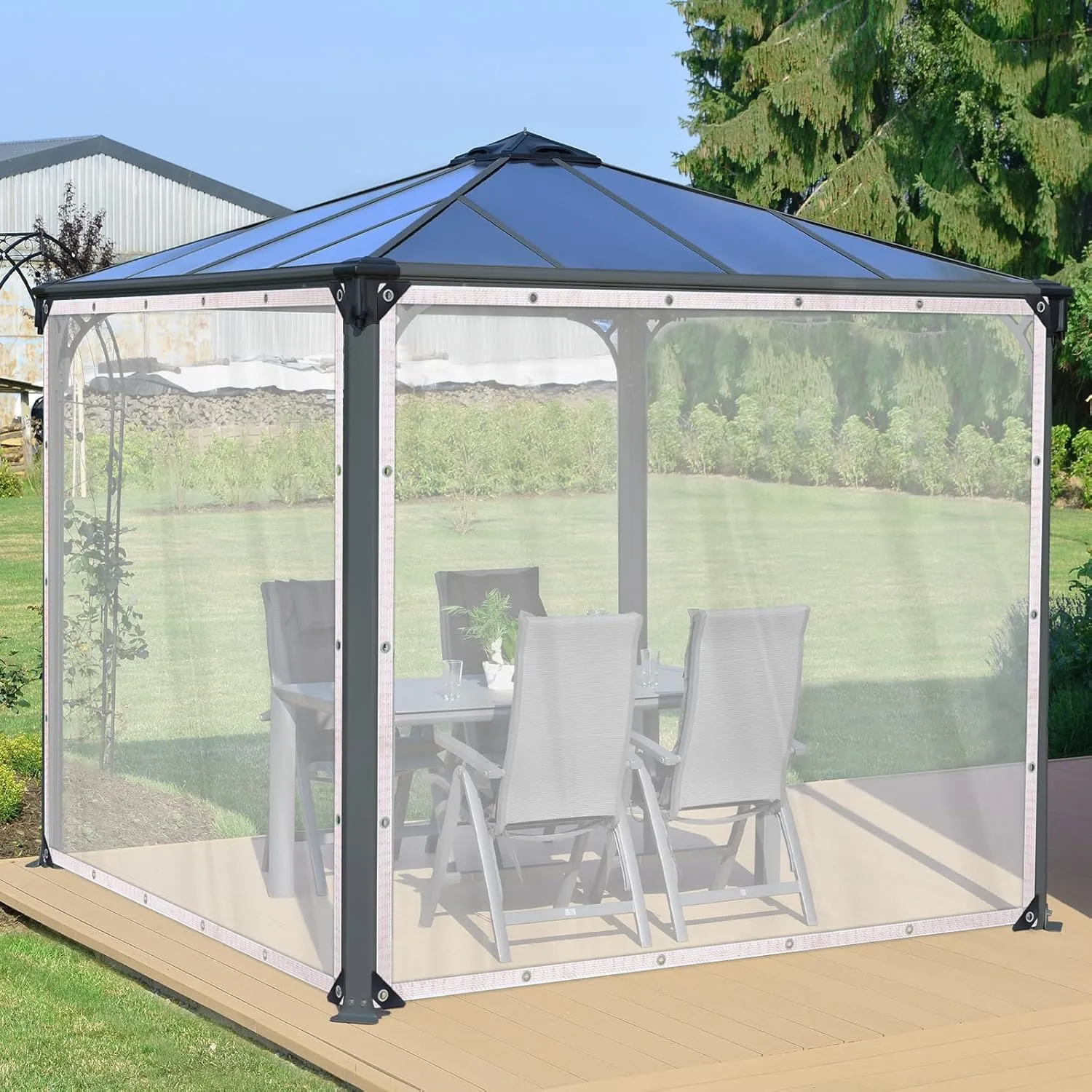 Outdoor Clear Tarps 9'9"x9'9" 6mil Thickened Vinyl Tarp Heavy Duty Waterproof Windproof, Outdoor Anti-Tear Tarpaulins Cover for Greenhouse Garden Plant Patio Pavilion Camping Cars