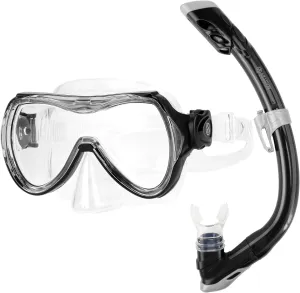 OutdoorMaster Marlin Kids Snorkel Set, Adjustable Strap Dry Top Diving Mask, Anti-Fog Snorkeling Mask Gear, Kids Swimming Goggles for Boys and Girls, Age 6-14