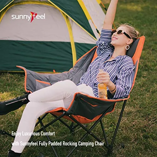 Oversized Heated Camping Chair Hot Seat, Folding Rocking Chair