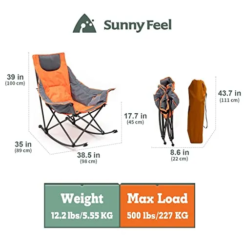 Oversized Heated Camping Chair Hot Seat, Folding Rocking Chair