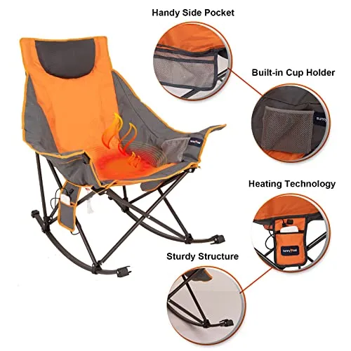 Oversized Heated Camping Chair Hot Seat, Folding Rocking Chair