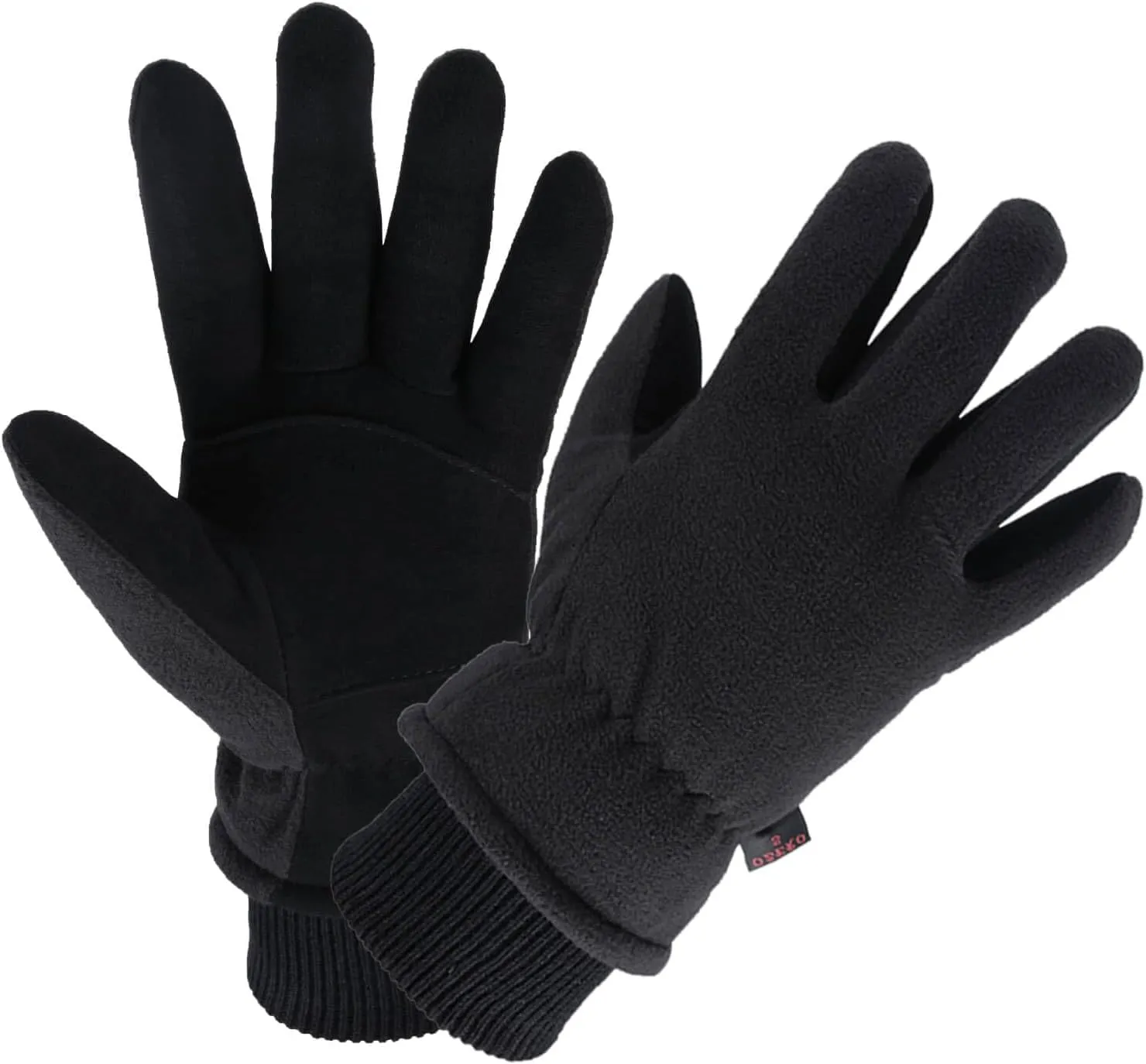 OZERO Winter Gloves Deerskin Suede Leather and Insulated Polar Fleece Water Resistant Thermal Gifts for Men and Women