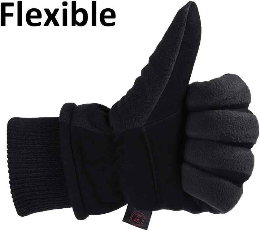 OZERO Winter Gloves Deerskin Suede Leather and Insulated Polar Fleece Water Resistant Thermal Gifts for Men and Women