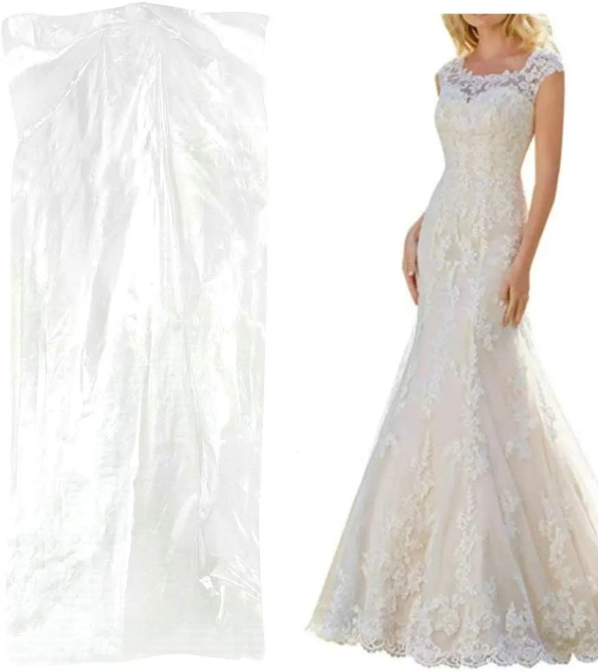 Pack of 50 Garment Bag Transparent Clothing Dust Cover Dustproof Wateproof Storage Bag Suitable for Wedding Dresses Long Skirts Windbreakers Down Jackets 23.6 x 59 inches