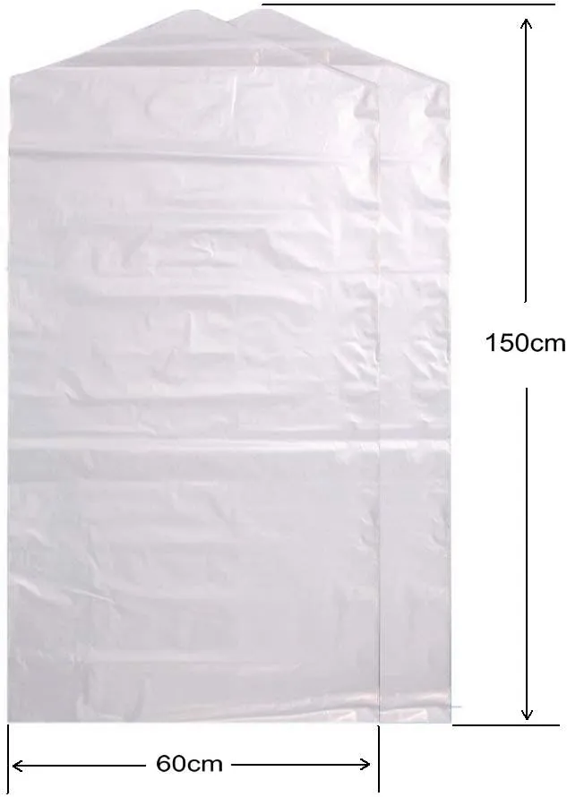 Pack of 50 Garment Bag Transparent Clothing Dust Cover Dustproof Wateproof Storage Bag Suitable for Wedding Dresses Long Skirts Windbreakers Down Jackets 23.6 x 59 inches