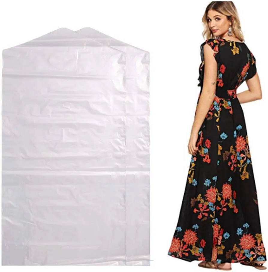 Pack of 50 Garment Bag Transparent Clothing Dust Cover Dustproof Wateproof Storage Bag Suitable for Wedding Dresses Long Skirts Windbreakers Down Jackets 23.6 x 59 inches