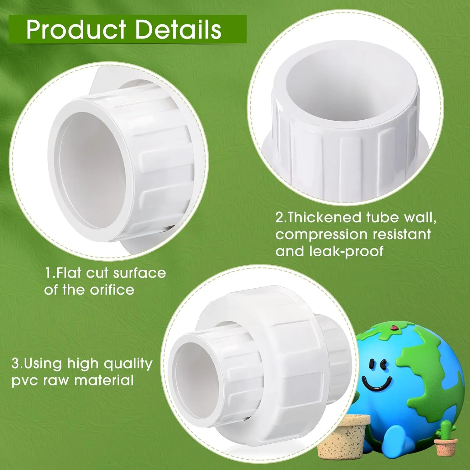 Pangda 12 Pcs PVC Union Coupling Pipe Fitting PVC Slip Union Pipe Fittings Adapter Coupling Schedule, White (3/4")
