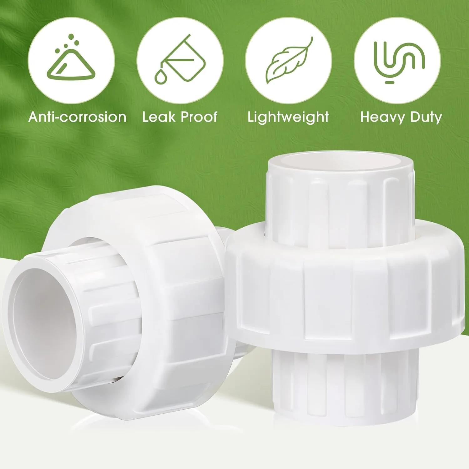 Pangda 12 Pcs PVC Union Coupling Pipe Fitting PVC Slip Union Pipe Fittings Adapter Coupling Schedule, White (3/4")