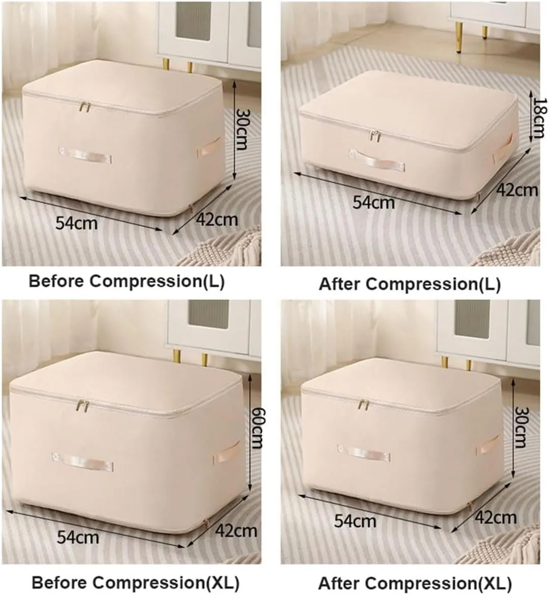 Peliaral Compression Organizer, Ultra Space Saving Self Compression Organizer, Compression Storage Bags For Clothes, Heavy Duty Moving Bags, for Space Saving for Comforters, Blankets (Pink-L XL)