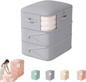 Peliaral Compression Organizer,2025 Upgraded Implicationi Ultra Space Saving Self Compression Organizer with Window Handle,Large Capacity Compression Bag for Comforters,Blankets,Bedding,Clothes(Gray,X