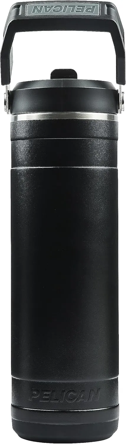 Pelican Hydration Pelican Pacific™ 26 oz Vacuum Insulated Tumbler - Recycled Stainless Steel Double Wall Travel with Dual Lid, Powder Coated Insulated Water Bottle For Cold Drinks, Jet Black