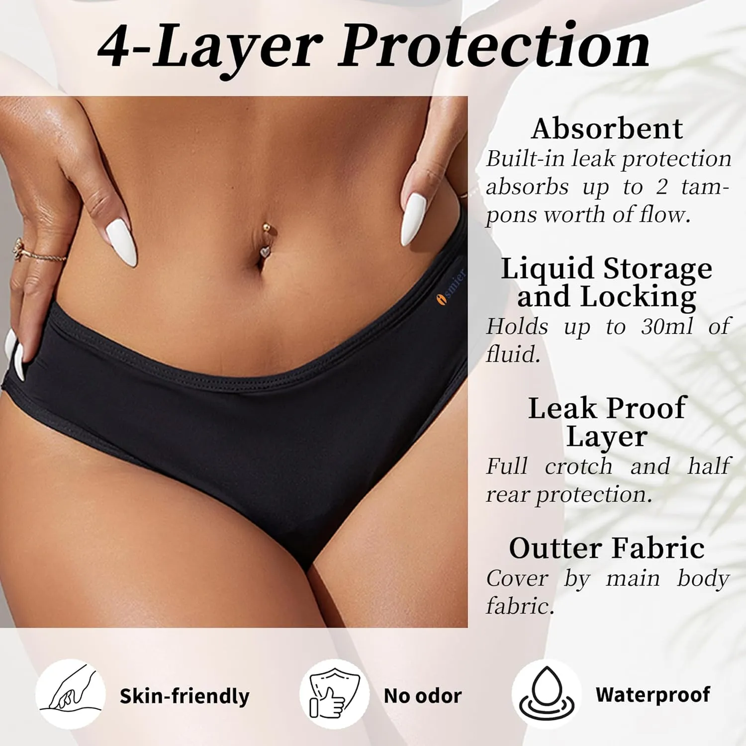 Period Swimwear Bikini - Leakproof Menstrual Swim Bottoms UPF 50 , Waterproof Swimsuit, for Women, Girls, Teens