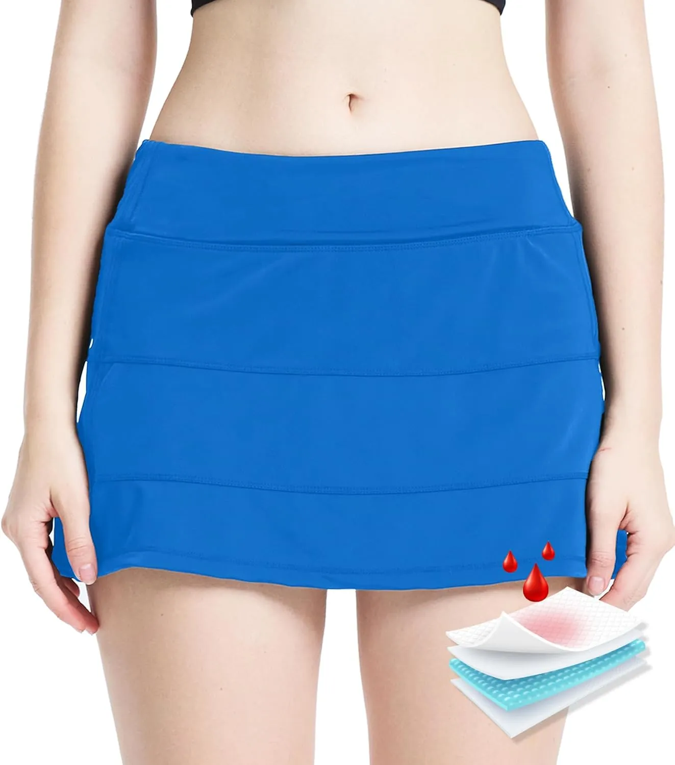 Period Swimwear Leakproof Swim Skirt Waterproof Menstrual Swimsuit with Pocket for Women Teens Girls