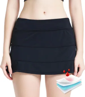 Period Swimwear Leakproof Swim Skirt Waterproof Menstrual Swimsuit with Pocket for Women Teens Girls