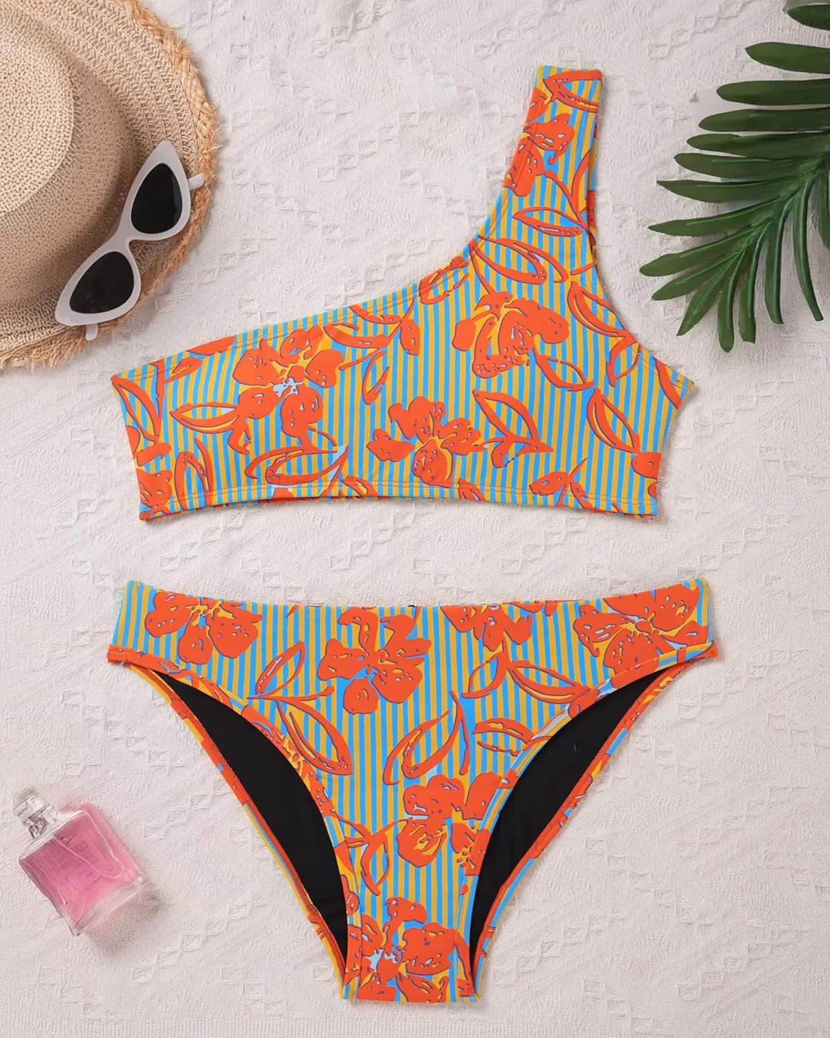 Period Swimwear Two Piece Leakproof Menstrual Swimsuit One Shoulder Bikini Sets Bathing Suit for Teen Girl
