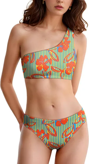 Period Swimwear Two Piece Leakproof Menstrual Swimsuit One Shoulder Bikini Sets Bathing Suit for Teen Girl