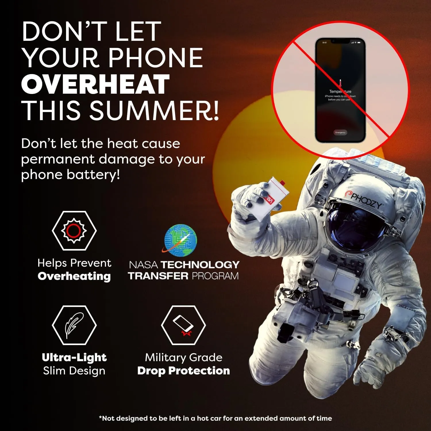 PHOOZY Thermal Phone Case - Apollo Series : Cell Phone Pouch Prevents Overheating from Sun Exposure, Extends Battery Life, Provides Drop Protection and Floats in Water (Large-Space)