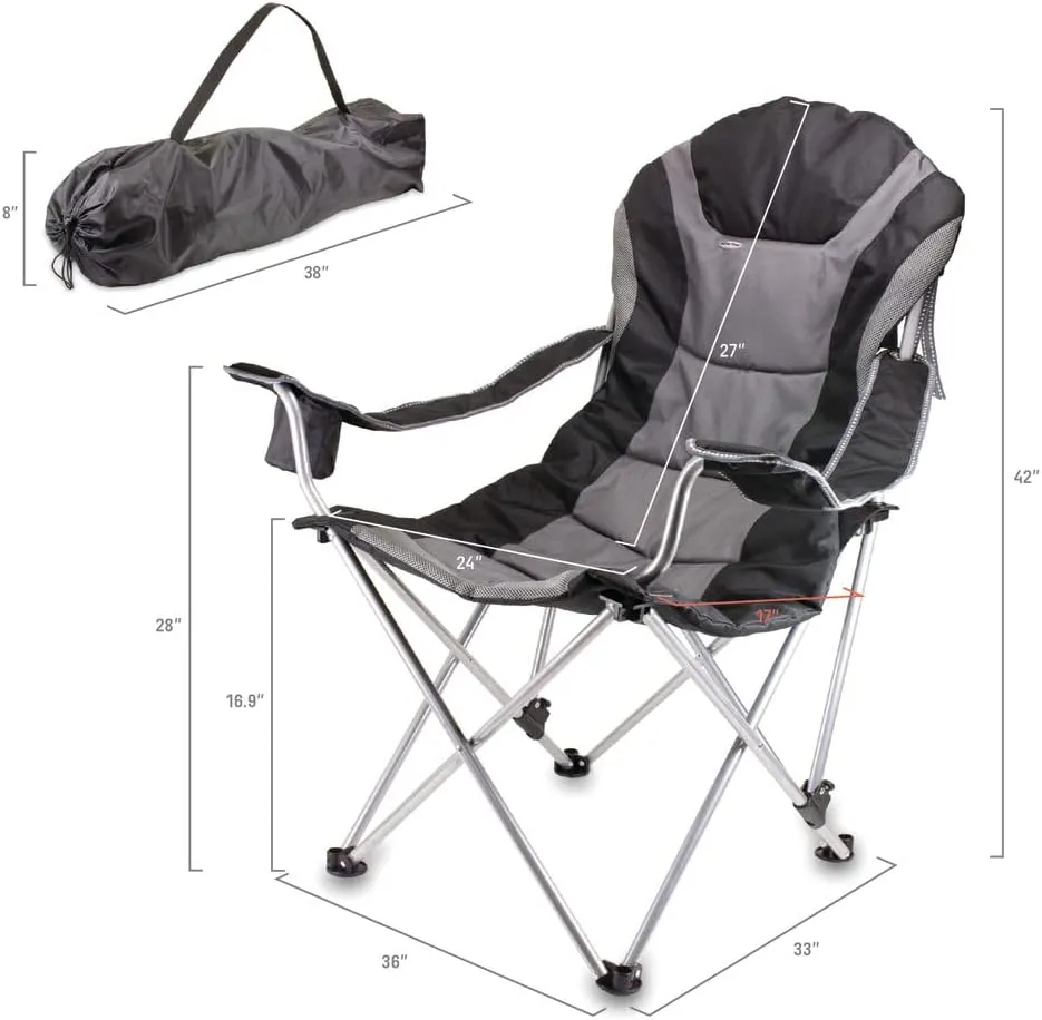 PICNIC TIME NCAA Razorbacks Reclining Camp Chair - Beach Chair for Adults - Sports Chair with Carry Bag