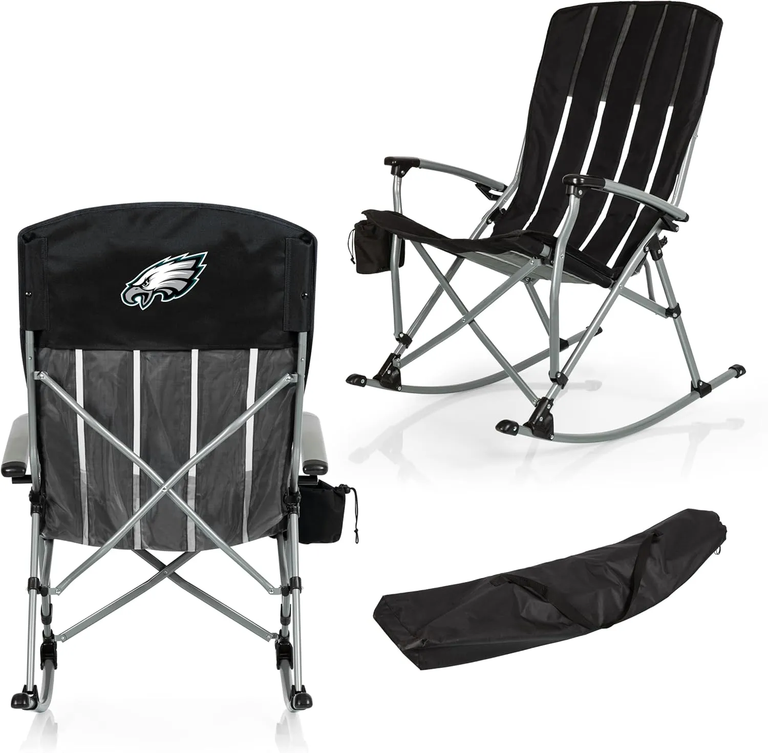 PICNIC TIME NFL Unisex-Adult NFL Outdoor Rocking Camp Chair, XL Heavy Duty Camping Chair for Adults