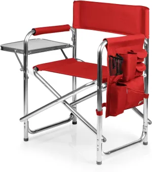 PICNIC TIME Sports Chair with Side Table, Camping Chair, Beach Chair, Camp Chair for Adults (Red)