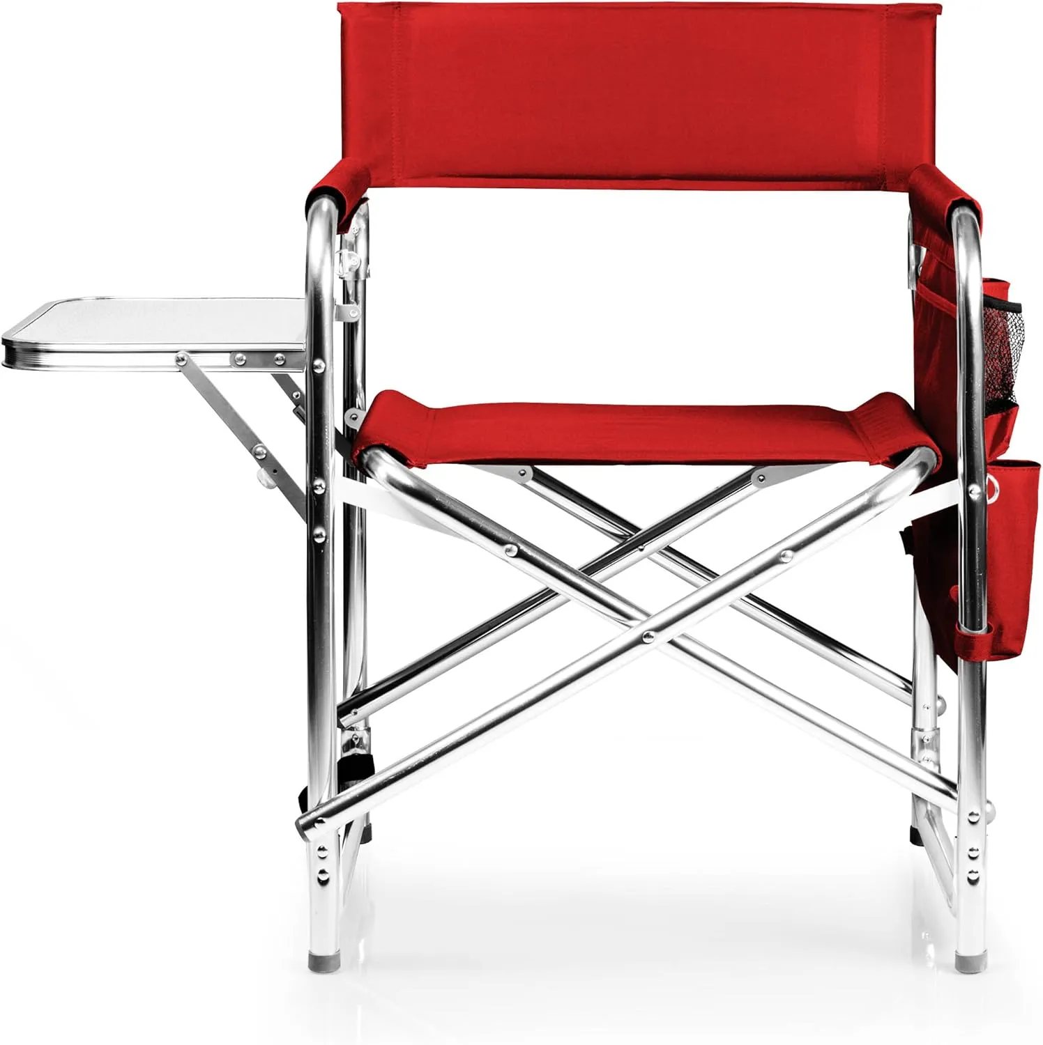 PICNIC TIME Sports Chair with Side Table, Camping Chair, Beach Chair, Camp Chair for Adults (Red)
