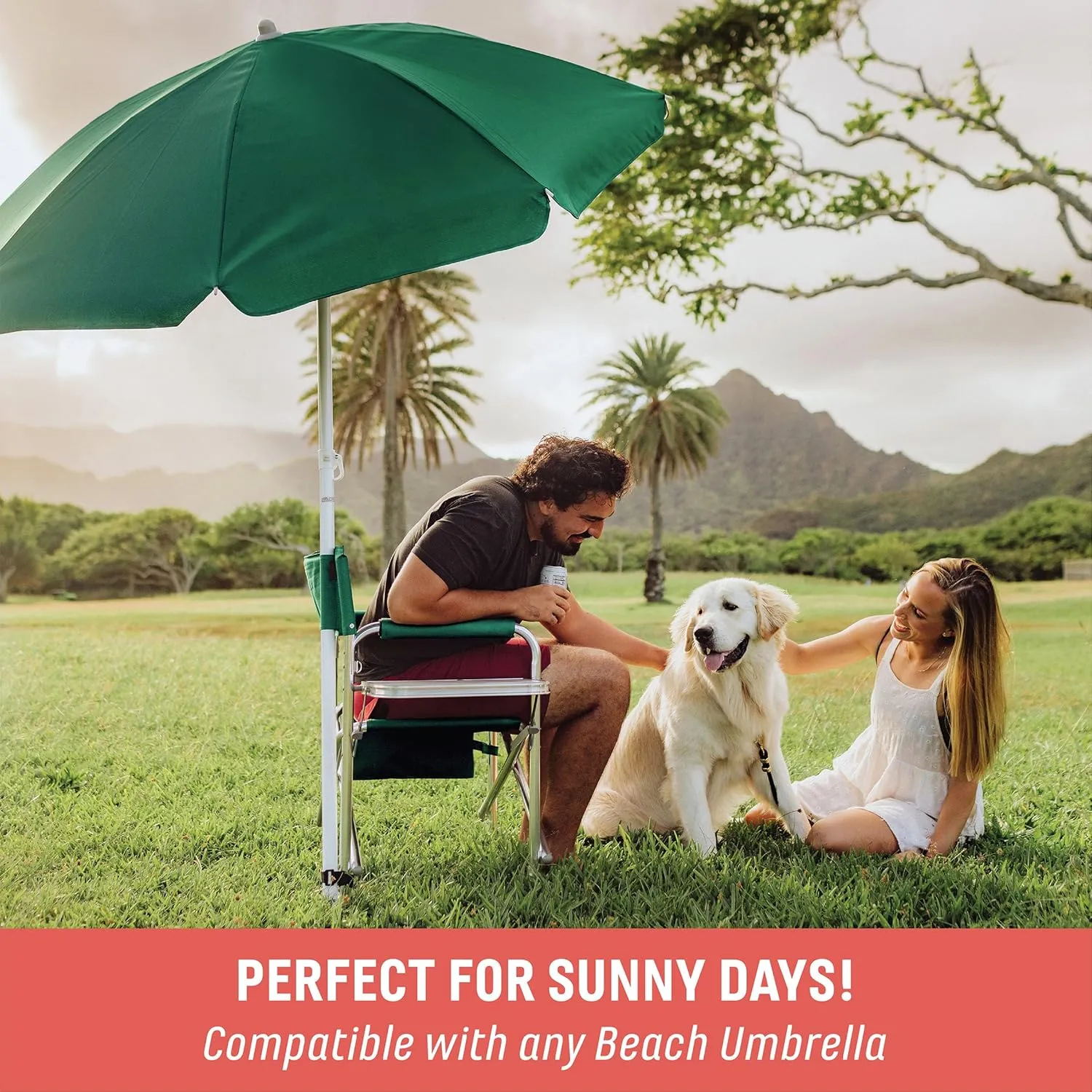 PICNIC TIME Sports Chair with Side Table, Camping Chair, Beach Chair, Camp Chair for Adults (Red)