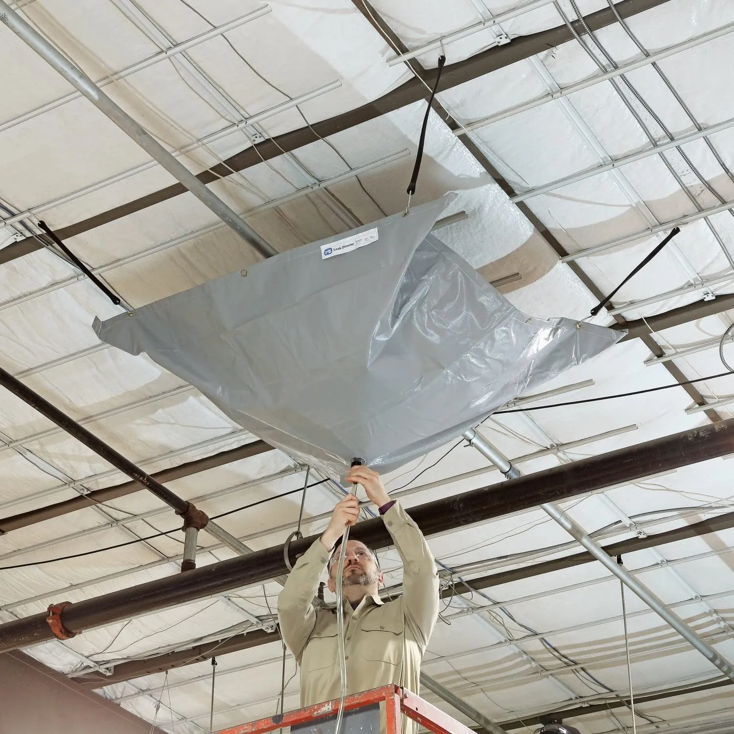 PIG Roof Leak Diverter Tarp - 5' x 5' - Gray - TLS462-GY
