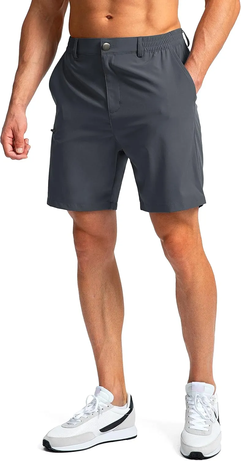 Pinkbomb Men's Golf Shorts with 6 Pockets Stretch Quick Dry Hiking Work Dress Shorts for Men