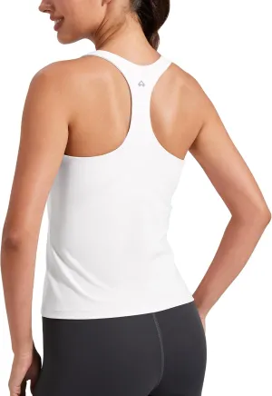 Pioneer Camp Women's Tank Top Padded Longline Sports Bra Racerback Sleeveless Gym Pilates Daily Wear Crop Top