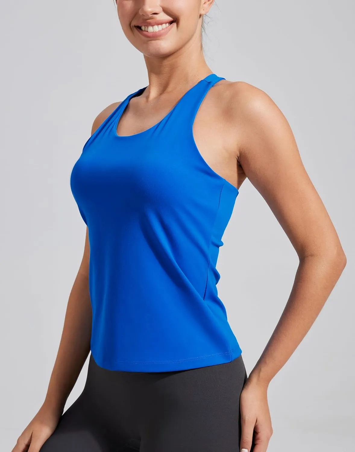 Pioneer Camp Women's Tank Top Padded Longline Sports Bra Racerback Sleeveless Gym Pilates Daily Wear Crop Top