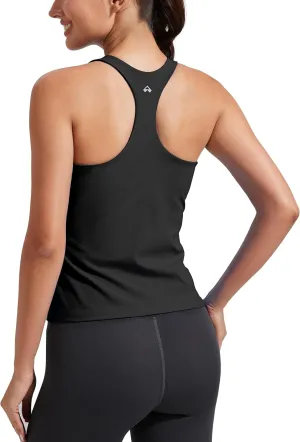 Pioneer Camp Women's Tank Top Padded Longline Sports Bra Racerback Sleeveless Gym Pilates Daily Wear Crop Top