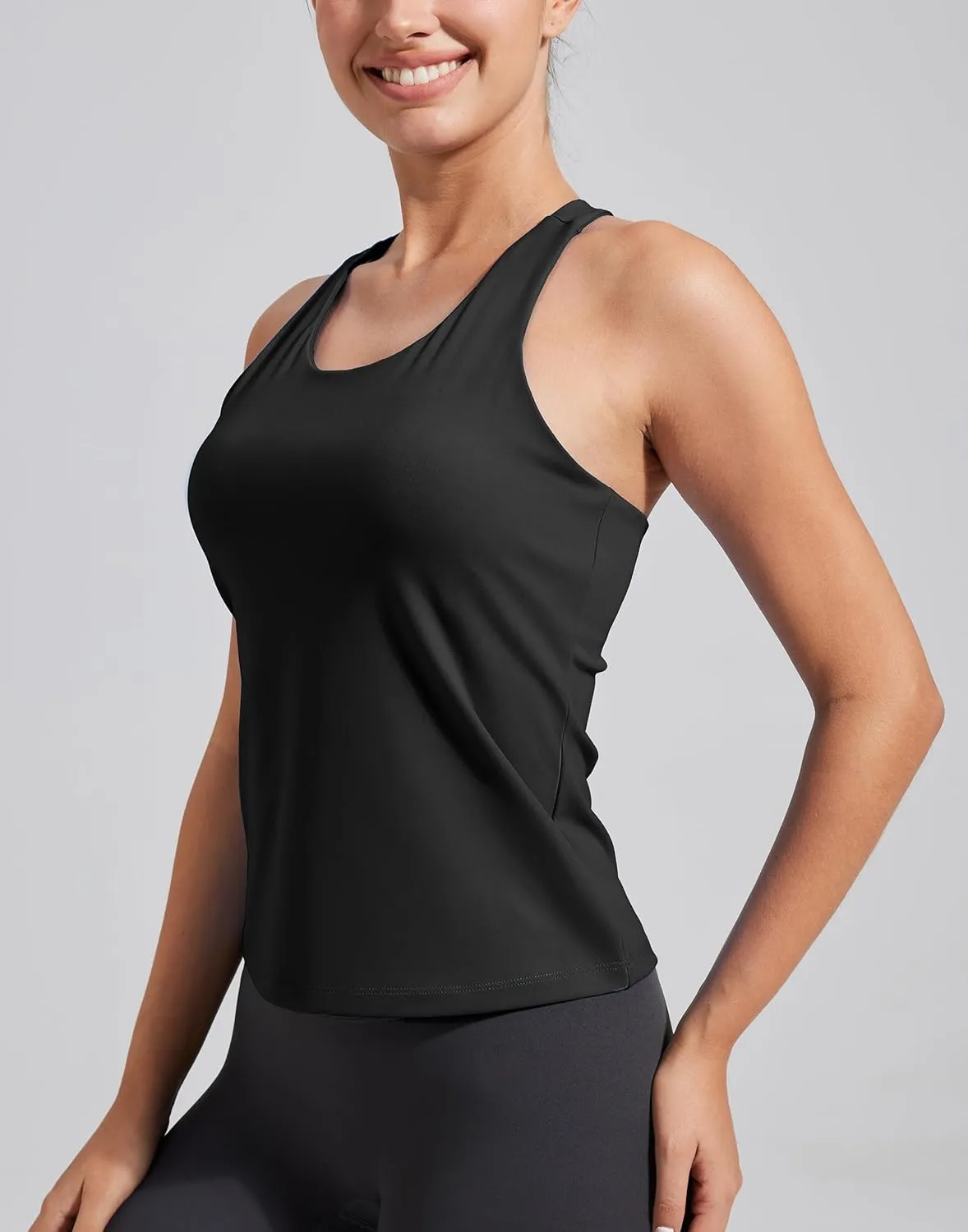 Pioneer Camp Women's Tank Top Padded Longline Sports Bra Racerback Sleeveless Gym Pilates Daily Wear Crop Top