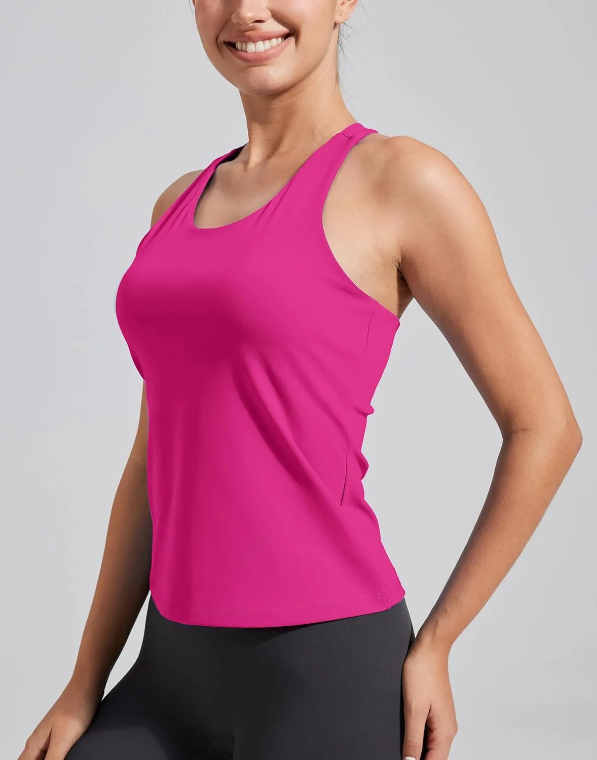 Pioneer Camp Women's Tank Top Padded Longline Sports Bra Racerback Sleeveless Gym Pilates Daily Wear Crop Top