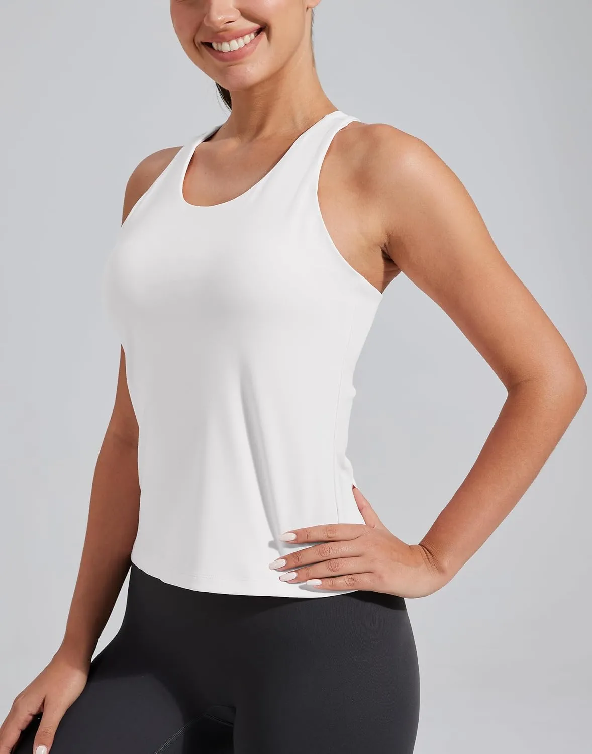 Pioneer Camp Women's Tank Top Padded Longline Sports Bra Racerback Sleeveless Gym Pilates Daily Wear Crop Top