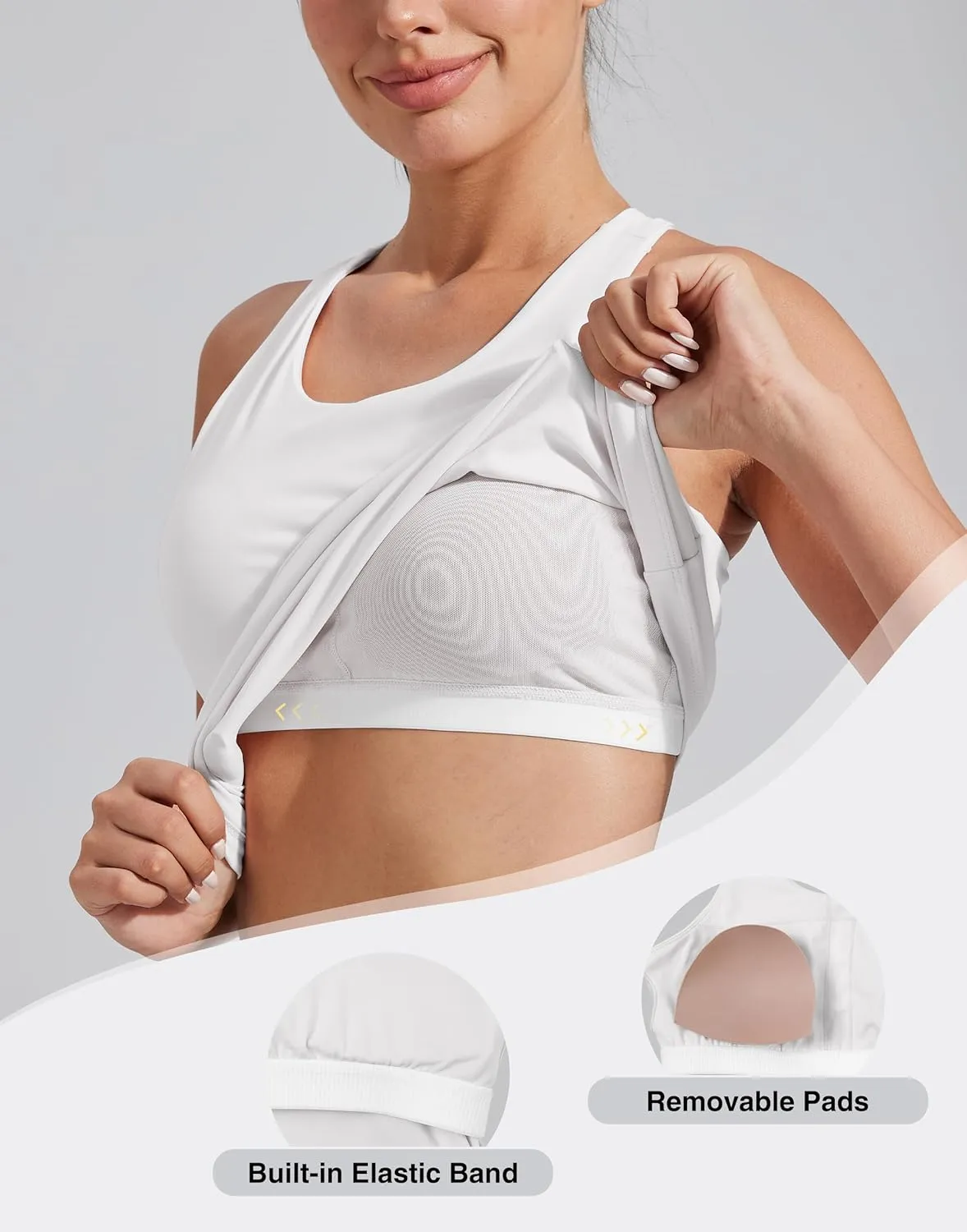 Pioneer Camp Women's Tank Top Padded Longline Sports Bra Racerback Sleeveless Gym Pilates Daily Wear Crop Top