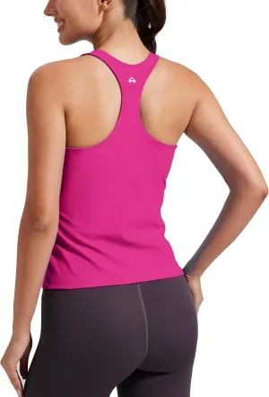 Pioneer Camp Women's Tank Top Padded Longline Sports Bra Racerback Sleeveless Gym Pilates Daily Wear Crop Top